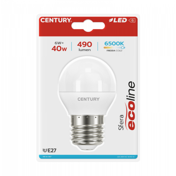 Lampadina Mini Globo LED 6W 40W E27 6400K