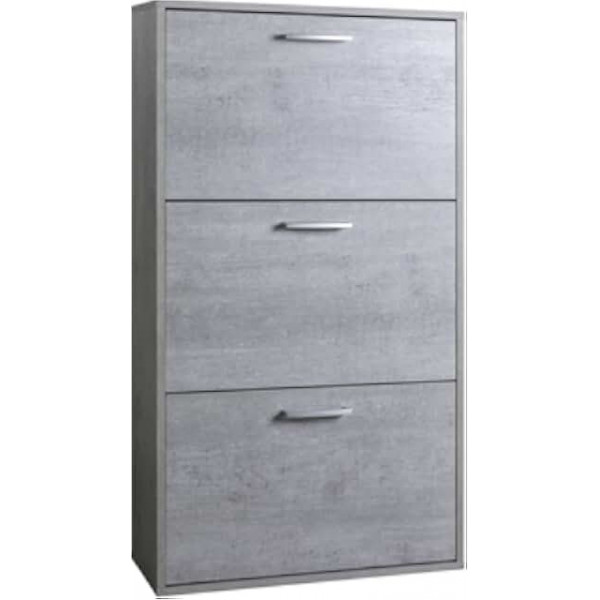 Scarpiera con 3 ribalte grigio cemento 65x119x25 cm Kimono