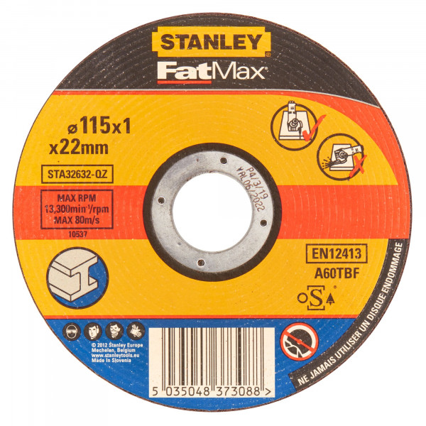 Stanley Mola da taglio per metallo 115 x 1.0 x 22.2 - centro piatto