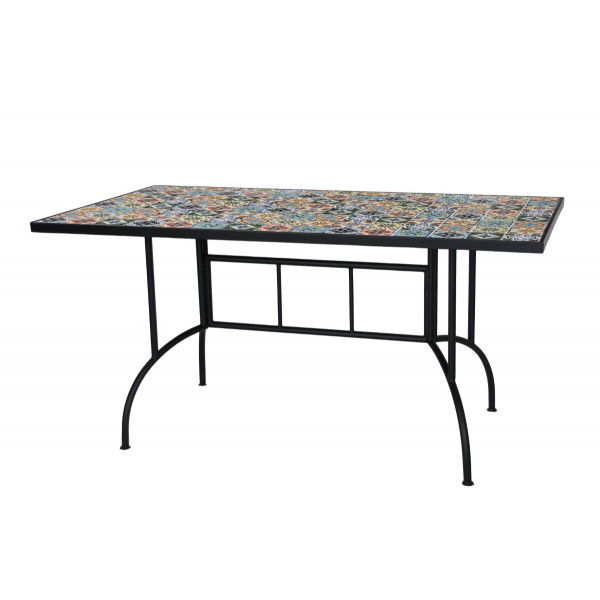Tavolo rettangolare mosaico Flower Biacchi Ettore