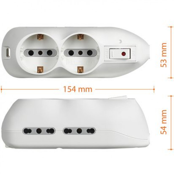 Bticino multipresa compatta 6 slot con interruttore bianca 