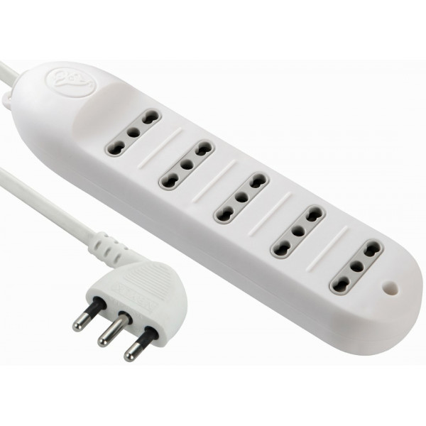 Electraline  Multipresa 5 Posti Bivalenti 10/16A - Cavo 1,5 mt Bianco