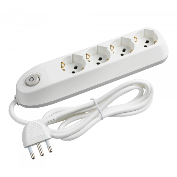Multipresa poker-4 prese p40, interruttore bianco