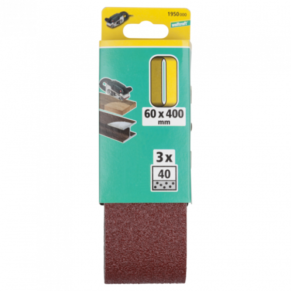 Wolfcraft Nastri di tela abrasiva 60 x 400 mm  grana 80 confezione da 3pz