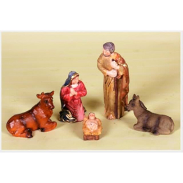 Natività in resina set 5 pezzi cm 10 Rossi Rosa 