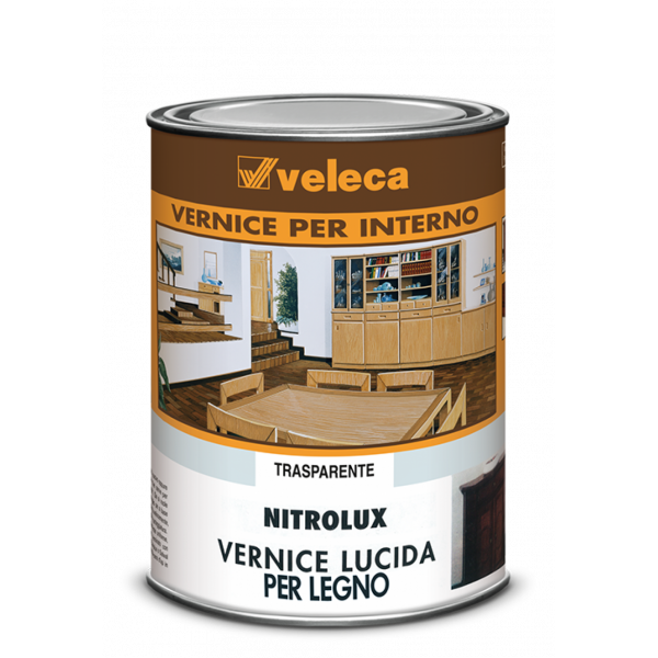 nitrolux vernice di finitura brillante per legno flacone da 500 ml Veleca 