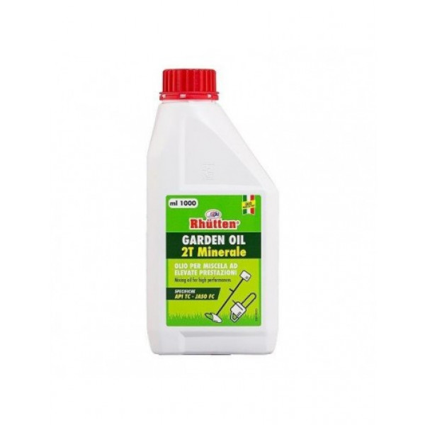 Olio Garden Minerale per Miscela ad Elevate Prestazioni Rhutten 2T - 1 Litro - Massima Efficienza per il Tuo Motore a 2 Tempi!
