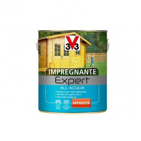 V33 impregnante per legno expert ad acqua in gel incolore flacone da 2.5 lt 