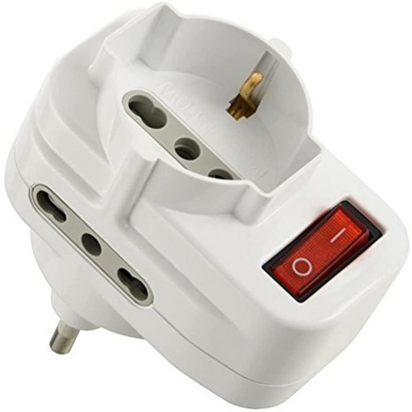 Electraline adattatore triplo con spina rotante 16a bianca