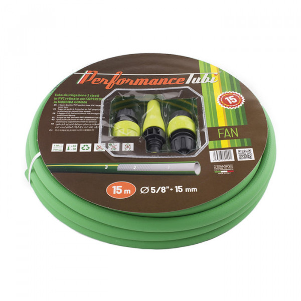 Kit  Fan tubo irrigazione retinato 15 mm x 15 mt 5/8"