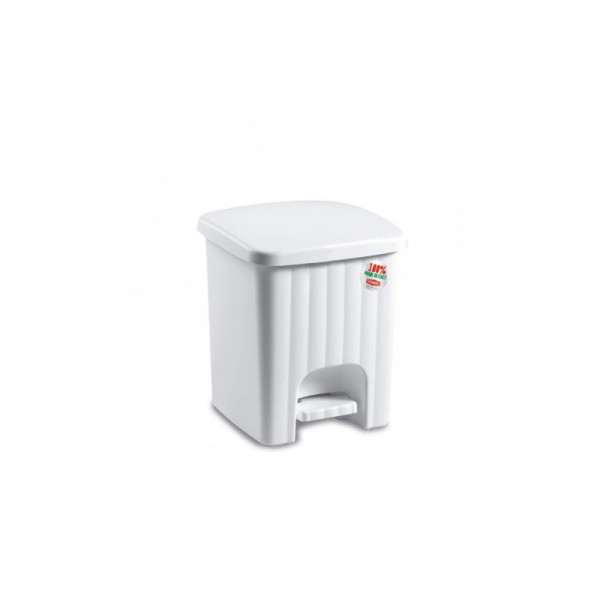Pattumiera Quadrata In Polipropilene con Pedalina Lt4,5, bianca 20.5x20.5x23 cm 