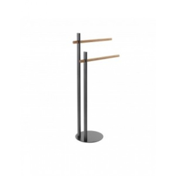 Piantana porta asciugamani con bracci in bamboo colore nero