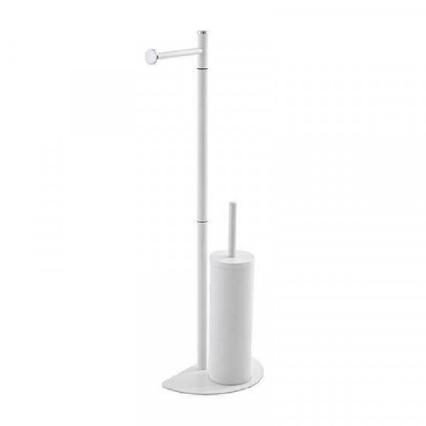 Piantana salvaspazio porta scopino con porta rotolo colore bianco