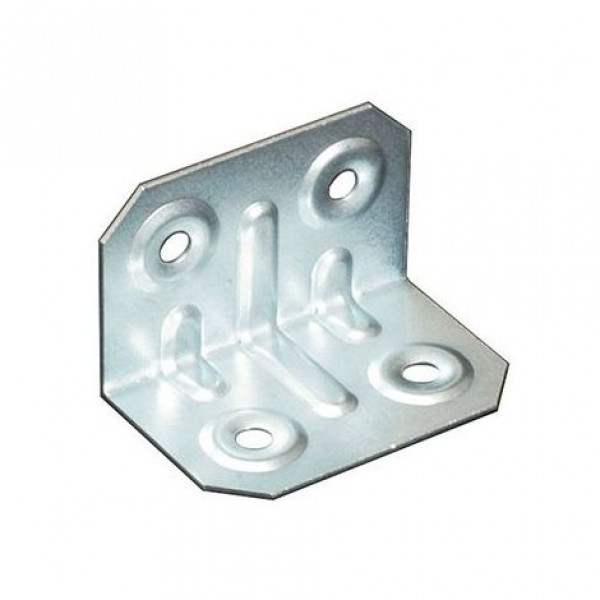 PIASTRINE NERVATE ANGOLARI 4 FORI 40X25X25MM ACCIAIO ZINCATO  CONFEZIONE DA 4PZ 