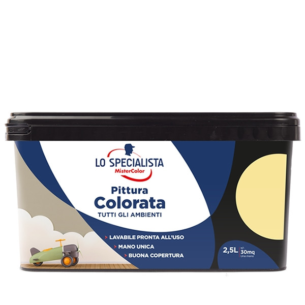 Lo specialista Pittura colorata per interni giallo mango flacone da  2,5 lt