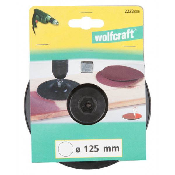 Wolfcraft platorello velcrato per dischi abrasivi dn. 125 mm. codolo dn. 8 mm. 