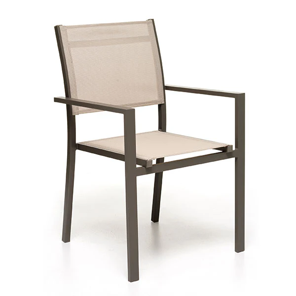 Poltrona Otranto In Alluminio E Textilene Marrone 61x57xH87 cm.