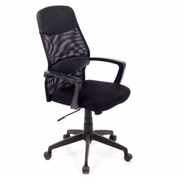 Poltrona da Ufficio Direzionale in Tessuto Network Nera 65x65x104 cm 