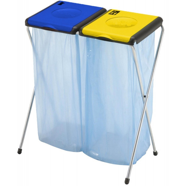 SPAZZATURA PATTUMIERA PORTA SACCO RIFIUTI 2 POSTI NATURE GIMI 40x71x82cm 