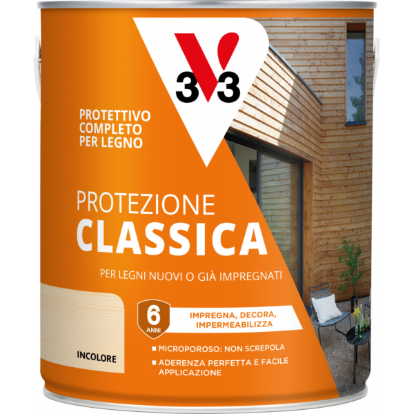V33 Impregnante Protettivo  classico A Solvente Colore Douglas Flacone da 3 lt