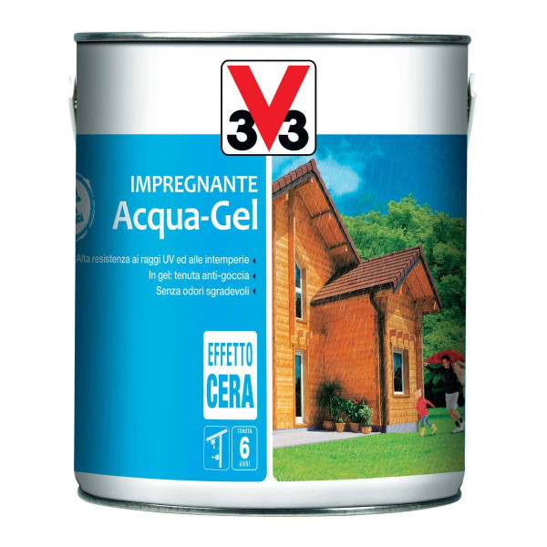v33 Impregnante protettivo legno acqua-gel noce antico flacone da 750 ml 