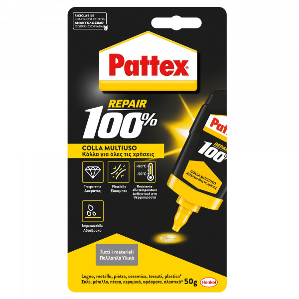 Pattex 100% Colla 50g - Adesione Forte e Versatile per Tutti i Tuoi Progetti!