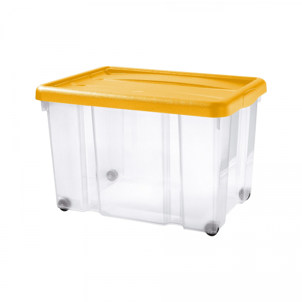 PUZZLE BOX CON COPERCHIO GIALLO A SCATTO E RUOTE 60 LT