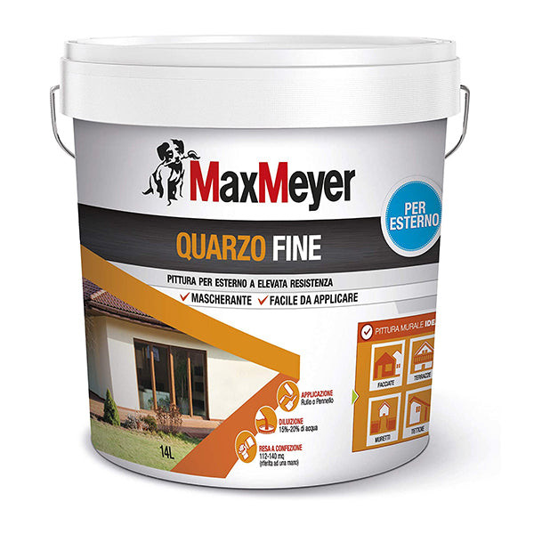 Maxmeyer pittura per esterni quarzo fine bianco flacone da 14 lt
