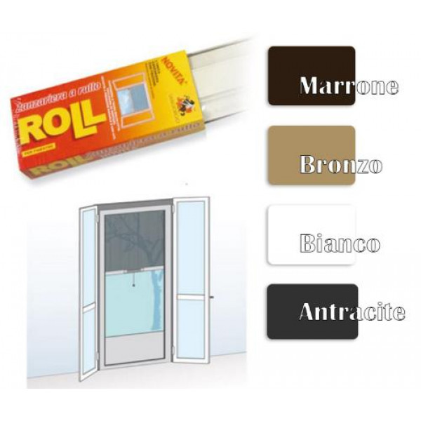 Roll zanzariera a rullo con frizione verticale colore marrone 140x170 cm 