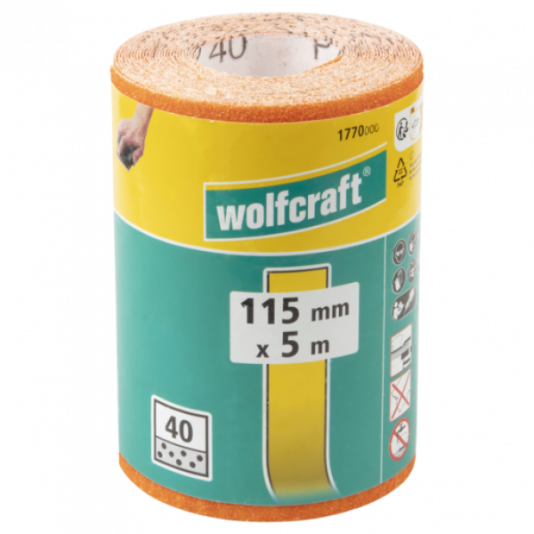 WOLFCRAFT ROTOLO DI CARTA ABRASIVA GRANA 240 5MX115 MM 