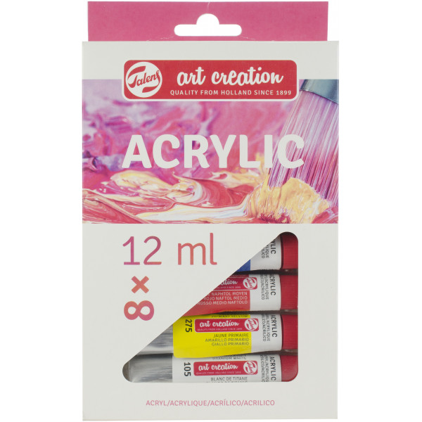 RT ArtCR Acryl Set 8 x 12ml - Set di Colori Acrilici di Alta Qualità