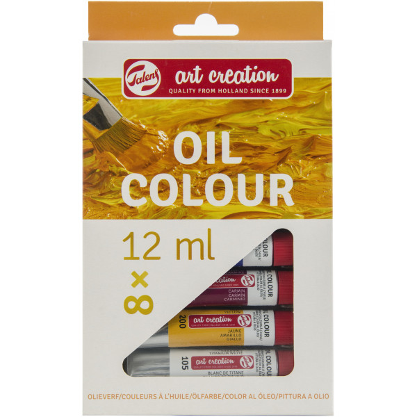 RT ArtCR Colori ad Olio Set 8 x 12ml - Set di Colori per Artisti Creativi