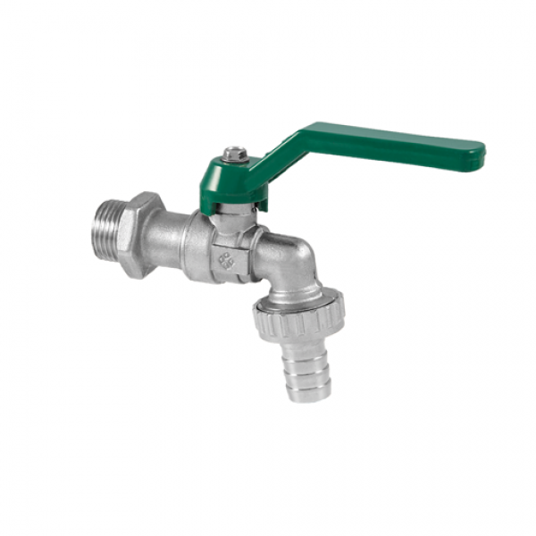 Rubinetto A Sfera Ottone Satinato Con Portagomma 3/4" blu attacco 1/2"   