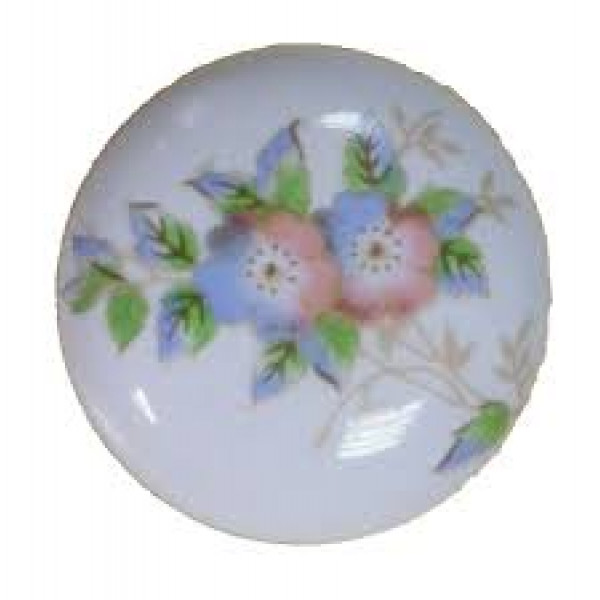  POMOLO TONDO PORCELLANA BIANCO CON FIORE 30X25MM 