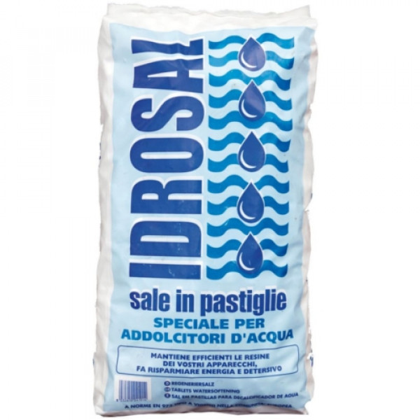 Sale in pastiglie idrosal per addolcitori d'acqua, sacco da  25 kg