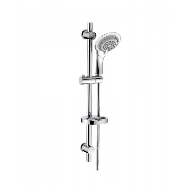 Saliscendi Menelao cromato con 2 supporti regolabili 5 getti doccetta D.14 cm 