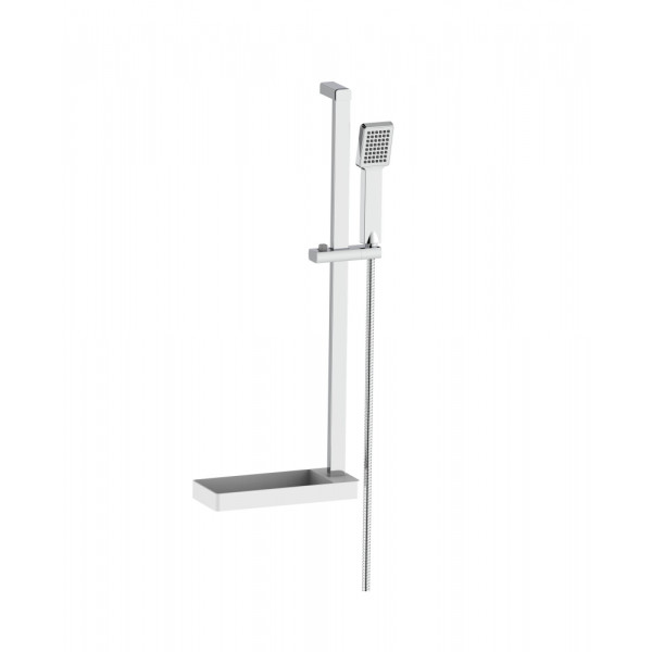 Saliscendi 1 getto cromato con mensola bianca in abs 75 cm attacco 1/2" 
