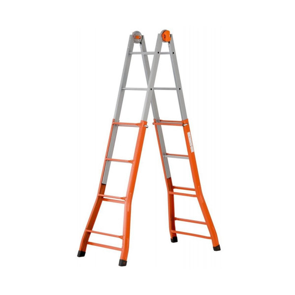 Scala telescopica gigante in acciaio 5+5 pioli 4 mt 