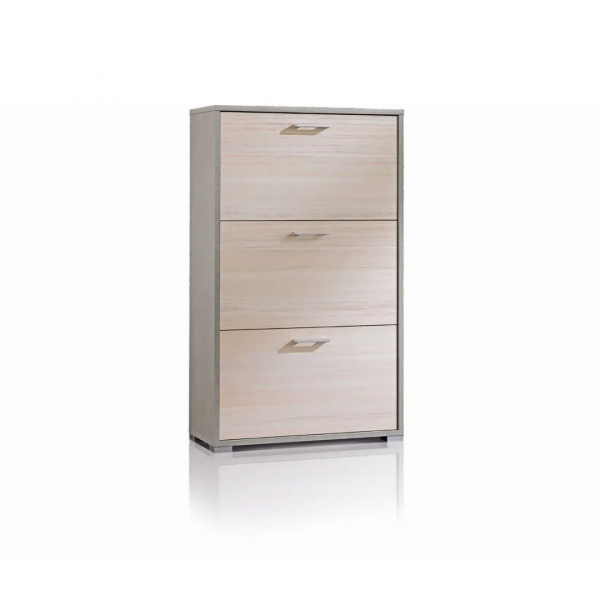SCARPIERA DOPPIA 3 ANTE BIANCO/TELA RAME 65x25xH100 CM