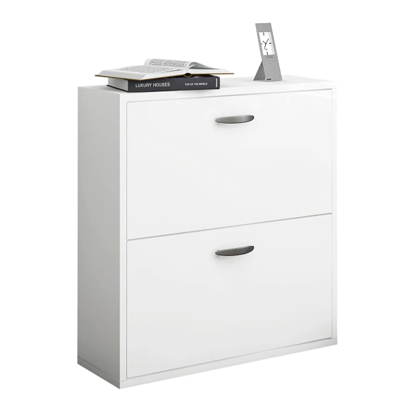 scarpiera doppia 2 ante con piedi bianco 73x25x80 cm 