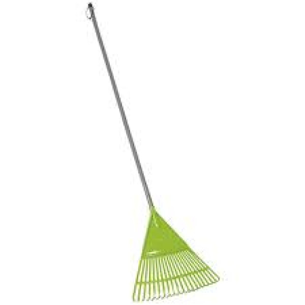 Scopa per erba e foglie 20 denti con manico in bamboo ricoperto in PVC cm 120