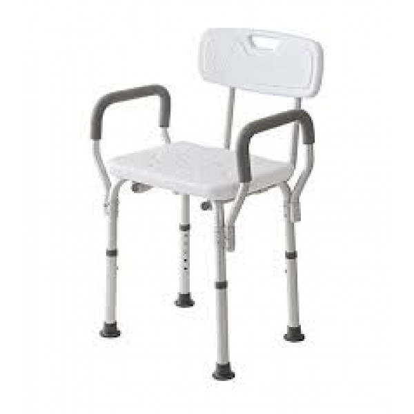 SEDIA DOCCIA SILVER/BIANCO CON BRACCIOLI
