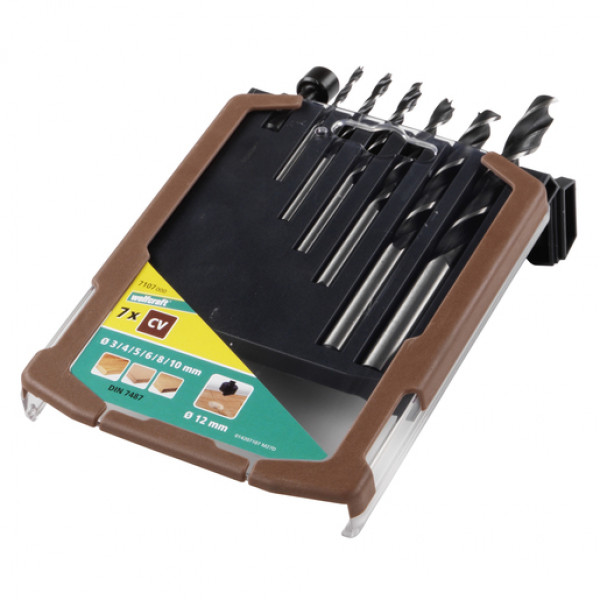 Wolfcraft Set di punte elicoidali per legno, Ø 3-10 mm, 7 pz.