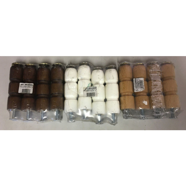 SET 4 PIEDINI FAGGIO NATURALE  CON VITE 