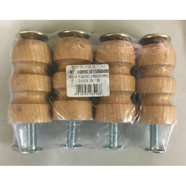 SET 4 PIEDINI FAGGIO/NOCE  CON VITE CM10