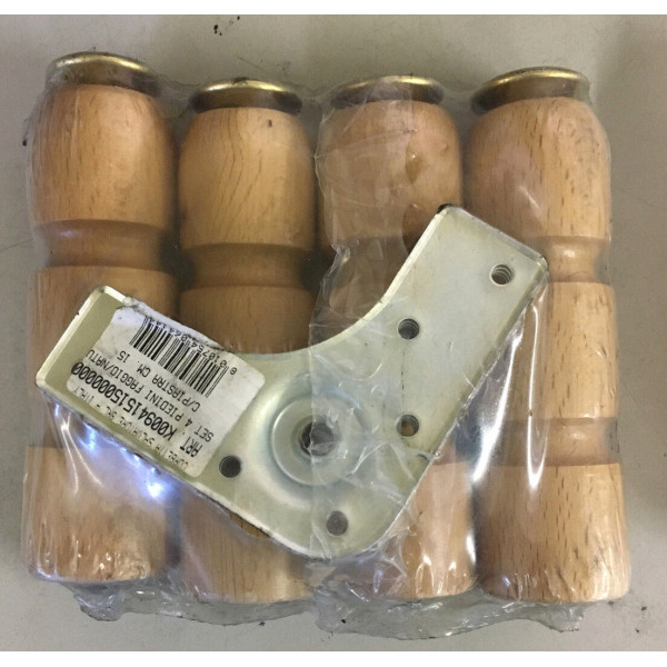 Set 4 piedini faggio/noce con piastra cm10