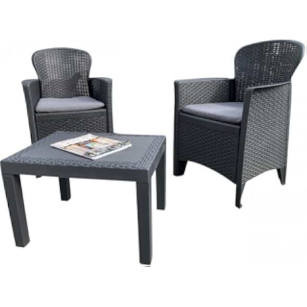 Set arredo giardino Akita antracite con cuscini Ipae-Progarden