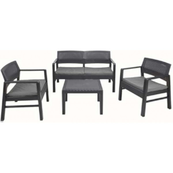 Set arredo giardino Kilimanjaro antracite con cuscini Ipae-Progarden