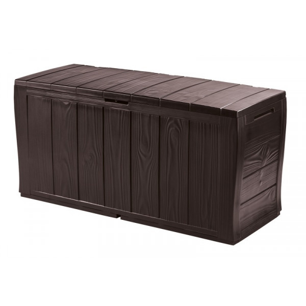 Baule Modello Sherwood in Resina Effetto Legno - 116x45x57 cm, Marrone