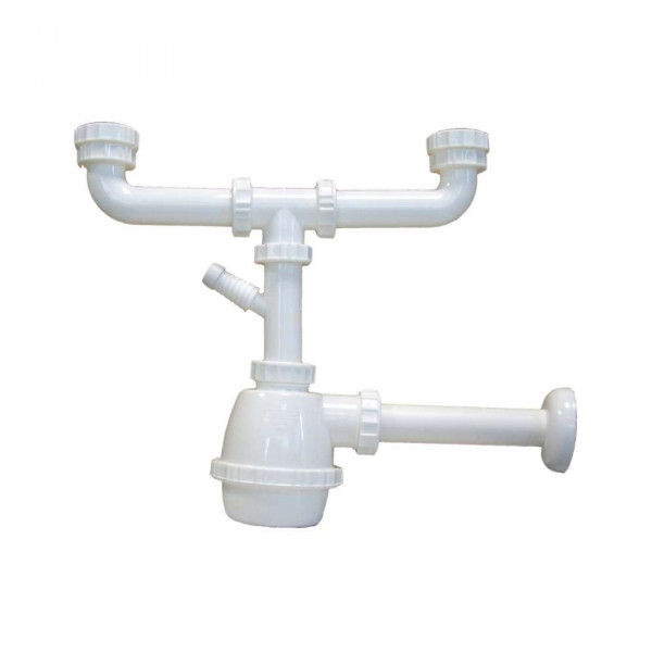 Idro-bric sifone moplen 2 vie senza piletta attacco lavandino 1"1/4 